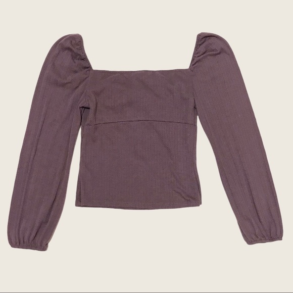 Wild Fable purple puff sleeve ribbed peasant top - Picture 6 of 7